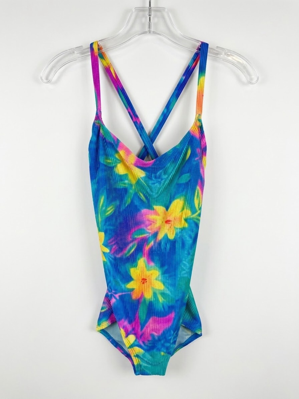 Vintage Catalina One Piece Swimsuit Women's 1X Floral Bright Neon 90's Y2K